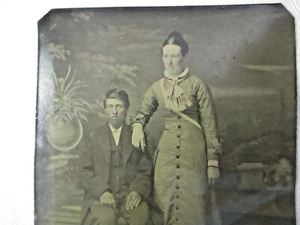 1860s David Jansegue Married Couple Pennsylvania Tin Type Antique Photo Portrait - Picture 1 of 5