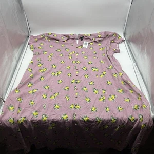 TORRID MIDI CHALLIS BUTTON FRONT DRESS VNECK PINK LEMONS WOMENS SIZE 5X - Picture 1 of 21