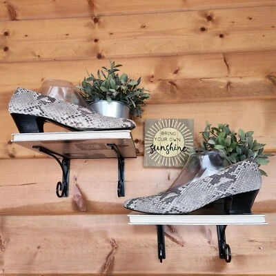 Туфли-лодочки STUART WEITZMAN из змеиной кожи с тиснением на блочном каблуке с миндальным носком размер 12 AA - Изображение 1 из 4