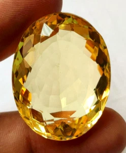 Large 81.30 Ct. Yellow Citrine Oval Cut Faceted Loose Gemstone Gift For Women - Picture 1 of 6