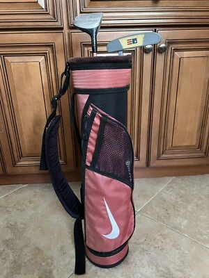 USKG US Kids Junior 2 Pc Golf Club Set Youth Right Hand w/ Red Nike Carry Bag - Image 1 of 4