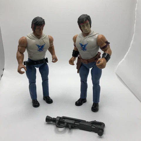 2 VTG Fire-Power Rambo The Force Of Freedom Action Figures 1985 Belt Weapon READ Cover