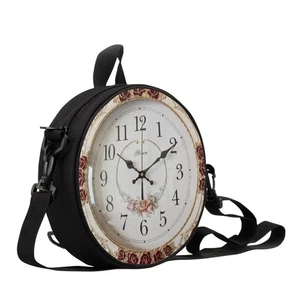 Sannovo Uhr Handtasche Damen PU Runde Uhr Form Reißverschluss Beuteltasche Handtasche, Süß... - Bild 1 von 8