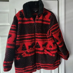 Designs & Co Lane Bryant Red Black Fleece Moose Trees 14/16 - Picture 1 of 3