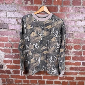 Vintage Mossy Oak Shirt Men Large Fall Foliage Camo Long Sleeve Hunting Crewneck - Picture 1 of 6