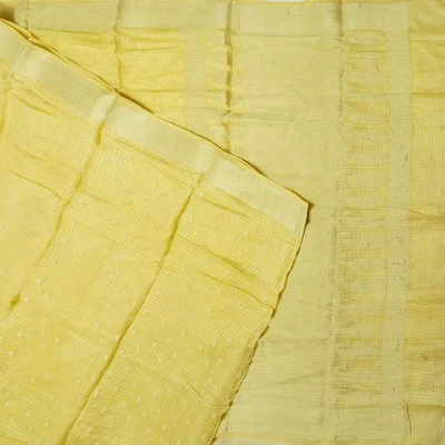 Namaste Vintage Yellow Sarees 100% Pure Silk Woven Indian Sari 5YD Craft Fabric - Image 1 of 4