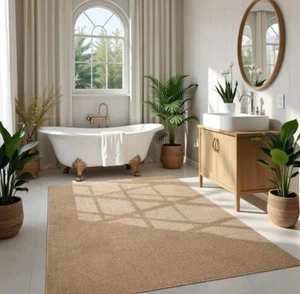 Faux Jute Non Slip Washable Area Rug 5’ X 7’ Soft life Brown - Picture 1 of 3