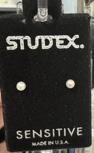 STUDEX Sensitive White Pearl 3MM Hypoallergenic Earrings Gold Plated - Picture 1 of 2