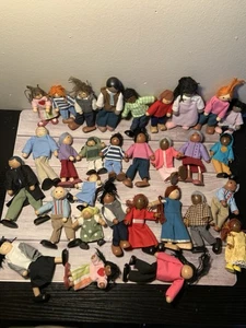 Lot Of 30 dollhouse people family wooden doll figures Melissa & Doug Hape Read - Picture 1 of 8