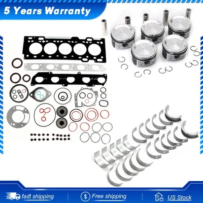 2.5L Engine Overhaul Rebuild Kit w Pistons & Rings Bearing Set For Volvo C30 S40 - Image 1 of 4