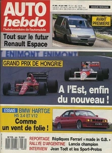 AUTO HEBDO n°689 16/08/1989 GP HONGRIE BMW HARTGE H5 ESPACE V12 - Imagen 1 de 1