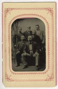 Tintype Board Exam Group Man with Crutches c1880 Group Portrait Photograph - Bild 1 von 1