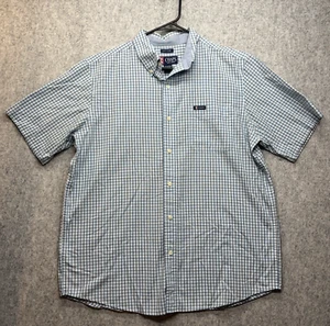 Chaps Easy Care L Button-Down Short Sleeve Blue Plaid Men's Shirt Preppy Casual - Picture 1 of 10