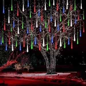 Icicle Christmas Lights Outdoor, Meteor Shower Lights 12 inch 8 multi colored - Picture 1 of 12