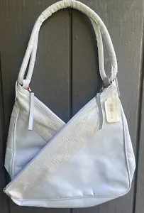 White Embosed Genuine Leather Bag - Picture 1 of 2