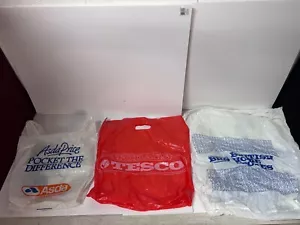 Collection of Three Vintage Old Plastic Carrier Bags BHS Tesco Asda Shopping #G - Picture 1 of 8