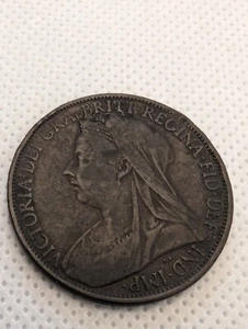 1900 ENGLAND -ONE PENNY -VICTORIA REIGNED 1837 - 1901 - VERY FINE CONDITION - Picture 1 of 11