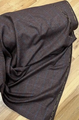 Hecho en Inglaterra 100% lana marrón tweed con tela de ventana azul/púrpura. Foto 1 de 3