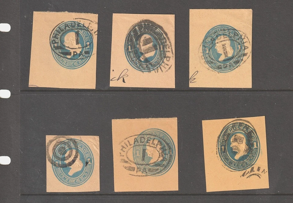 US 19th Century Cut Squares Collection, 6 Plimpton Issues Scott Type A35 VF Used - Image 1 of 1