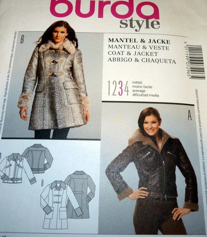 *NEW Burda COAT & JACKET Sewing Pattern 8-10-12-14-16-18 S-XL UNCUT - Image 1 of 1
