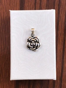 925 Sterling Silver Classic Rose Flower Pendant Charm 14mm(0.55")/22mm(0.87") - Picture 1 of 15