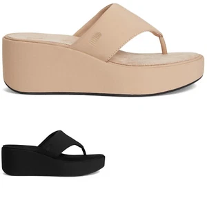FitFlop Womens Sandals Platfforms Wedge Toe Post Wedges Fabric Synthetic - Picture 1 of 9