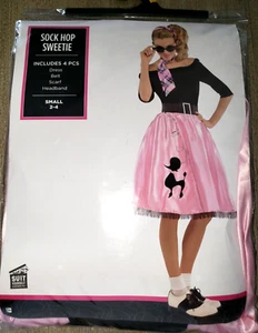 WOMENS SOCK HOP SWEETIE HALLOWEEN COSTUME SIZE 2-4 NEW NIP PINK POODLE CUTE! - Picture 1 of 2