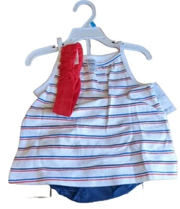 Carters Baby Girls Size 24Months 2 Piece Set Tank Top & Shorts Red White & Blue - Picture 1 of 3