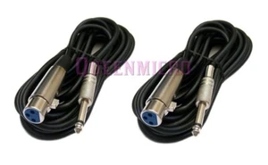 2 PACK x 6Ft 6 Foot XLR 3Pin Female to 1/4" Mono Plug Audio Mic Microphone Cable - Picture 1 of 1