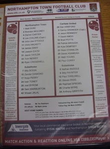 17/03/2015 Colour Teamsheet: Northampton Town v Carlisle United. We are pleased - Imagen 1 de 1