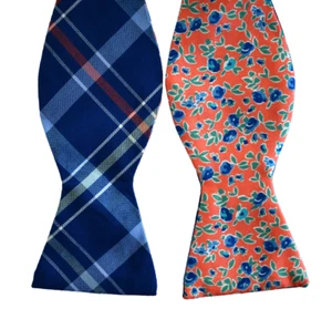 NEW BROOKS BROTHERS 100% COTTON 100% SILK REVERSIBLE SELF-TIE Bow Tie - Picture 1 of 10