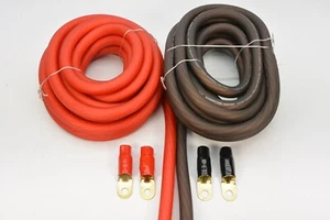 1/0 AWG 0 Gauge Red Power & Black Ground OFC Copper Wire/Marine Cable Pack- 20ft - Foto 1 di 5