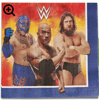 🌷WWE Party Lunch Napkins 16 Rey Mysterious Dwayne The Rock Johnson Daniel Bryan - Image 1 of 4