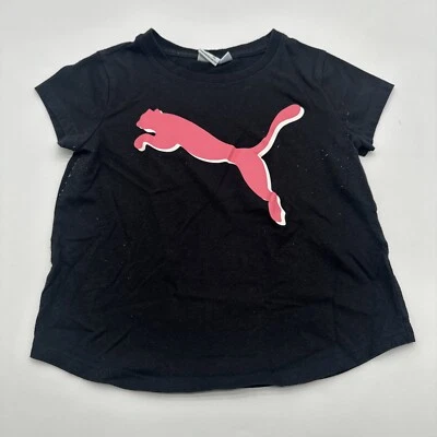 Puma T-Shirt Youth Girl Small Graphic Print Logo Black ..#19007 - Image 1 of 4