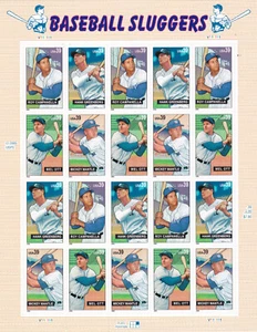 2006 39c US Baseball Sluggers Scheibe 20 Stück Scott #4080-4083 neuwertig NH OG - Bild 1 von 2