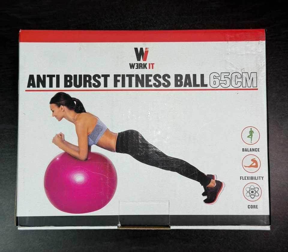 Pelota Fitness Werk It Anti-Burst 65 cm Rosa con Bomba - Flexibilidad Core Balance NUEVO Foto 1 de 4
