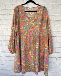 Mini Vestido Floral Rusttydustty Moderno Bohemia Crush Manga Larga Viscosa 3XL - Imagen 1 de 16