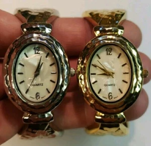 BWC Buttes Watch Co Women's Bangle Watches Hammered Gold & Silver Tone Band - Picture 1 of 10