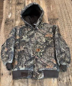Carhartt RN13706 Quilted Hooded Jacket Camoflage Youth Size 10-12 Real Tree - Picture 1 of 6