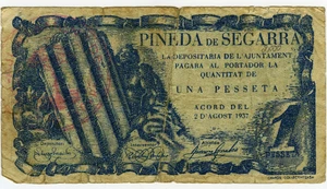 # SPAIN CIVIL WAR 1937 • PINEDA SEGARRA 1p MUNIC. ☆ GUERRA CIVIL ESPAÑOLA ☆D1606 - Picture 1 of 2