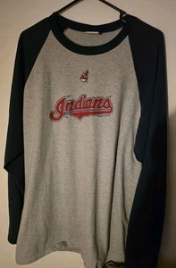 2005 Cleveland Indians Chief Wahoo MLB Raglan Long Sleeve  Mens  XL Vintage  - Picture 1 of 6