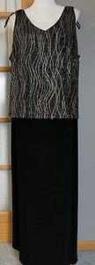 Vtg Ronni Nicole Metallic Gold Black Dress 22W Slinky Formal Mother Of The Bride - Picture 1 of 11