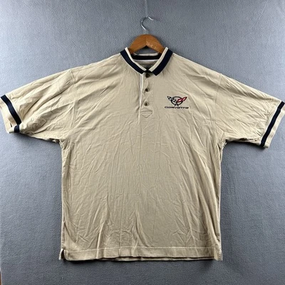 Cutter & Buck Corvette Polo Shirt Mens XXL Tan Black Embroidered Logo Car Racing - Image 1 of 4