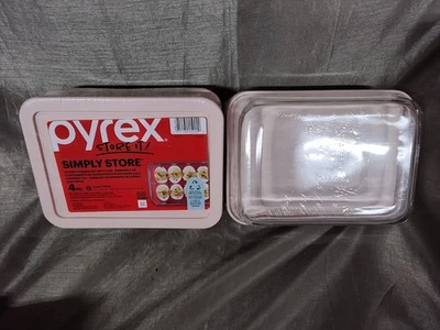 Pyrex simply Store Glass Storage Sets 8 Piece set 3 Cup containers BRAND NEW - Image 1 of 2