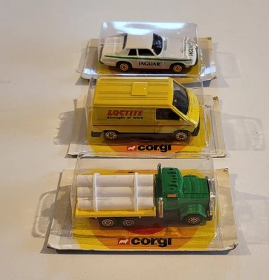 Lot x3 vintage 1978 MIB Corgi Mettoy models Jaguar XJS Loctite van/pipe truck - Image 1 of 4
