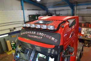 Roof Bar + Flush LED + Jumbo Spots x4 + Clear Beacon To Fit MAN TGA XLX - BLACK - Picture 1 of 7