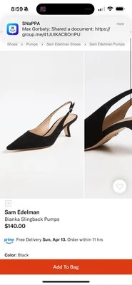 Sam Edelman Bianka Slingback 泵黑色麂皮绒 — 第 1/4 张图片