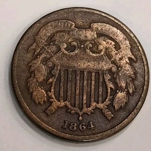 1864 2c Two Cent Piece US Coin JBT 10 - Picture 1 of 2
