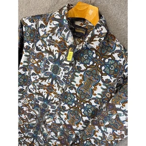 Camicia Cremieux Premium Denim Uomo Taglia L Paisley Bottoni Vacanze Hipster Nuova con etichette - Foto 1 di 11