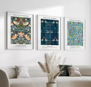 William Morris Blue Botanical Strawberry Thief Wandbilder Poster Bilder - Bild 1 von 6